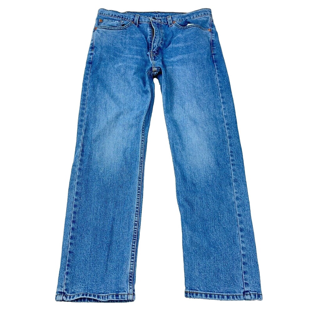 Levis 505 Jeans Men 36x30 Straight Leg Regular Fit Med Wash Work Pants Denim A38